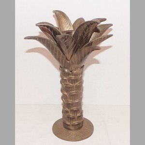 Vintage Heavy Duty Brass- Palm Tree Candlestick Holders Made in India